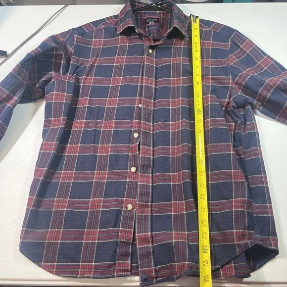 Untuckit Shirt Mens Medium Blue Red Plaid Rosato Button Up Casual Long Sleeve - Picture 4 of 7